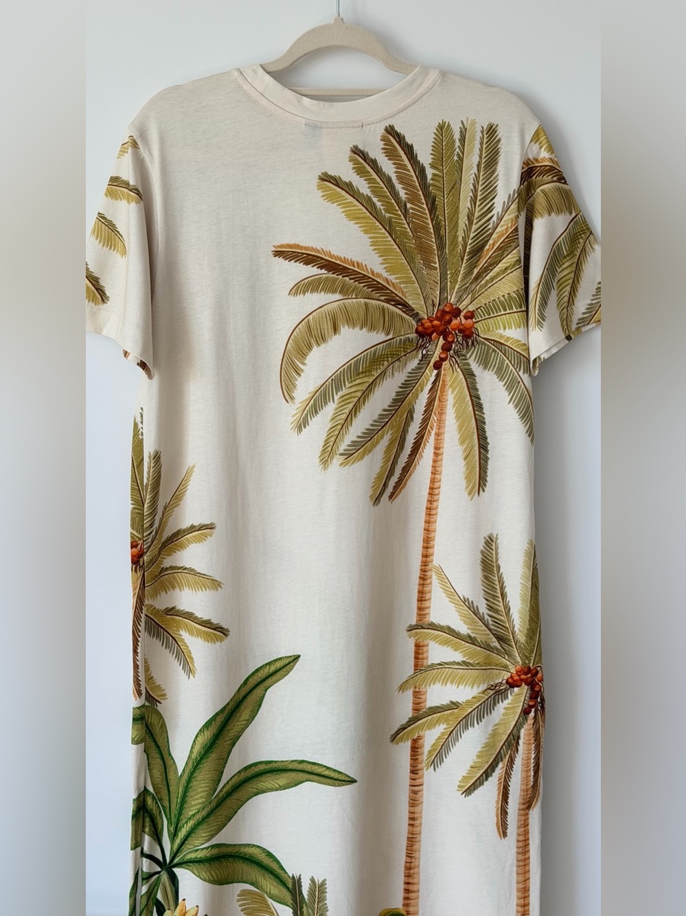 FARM RIO Tropical Palm Print Maxi Dress COVERUP Cream & Green - Picture 6 of 7